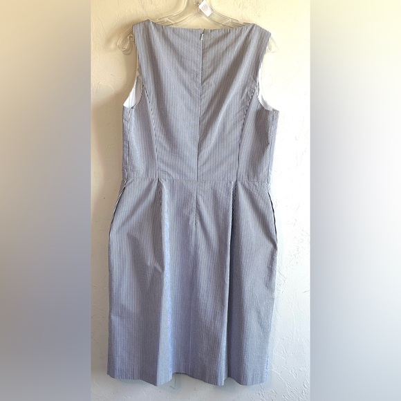 Brooks Brothers Blue/White Striped Classic Preppy Minimalist Summer Dress Sz 14 - Picture 5 of 12